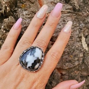 Huge Buffalo White Turquoise .925 Ring NWOT